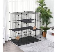 PawHut Cage parc enclos rongeurs modulable dim. L 111 x l 75 x H 119 cm 3 niveaux 4 portes fil métallique noir Description:Cette cage pour rongeurs est l'équipement idéal pour permettre à vos petits c