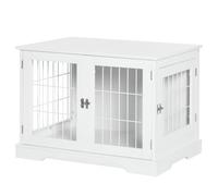 PawHut Cage pour chien 2-en-1 meuble table d'appoint 2 portes verrouillables Métal/MDF 76x54.5x56 cm
