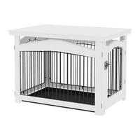 PawHut Cage pour Chien 3 en 1, Table d'appoint, Parc pour Chien, avec Plateau Amovible, pour Taille Moyenne, 82,5 x 57,5 x 59,5 cm, Blanc