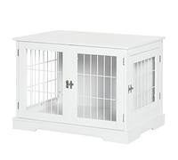 PawHut Cage pour Chien Animaux 2 en 1 Table d'appoint Meuble Cage Chien intérieur avec 2 Portes verrouillables - dim. 76L x 54.5l x 56H cm - Métal et MDF