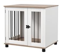 PawHut Cage pour Chien Animaux sur Pieds 2 en 1 Table d'appoint avec 1 Porte verrouillable - métal et Panneaux de Particules - dim. 73L x 60l x 68H cm