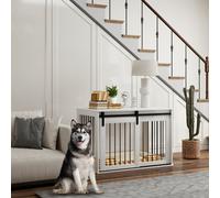 PawHut Cage pour chien avec porte coulissante, ventilation, panneau de particules et acier, 98 x 58 x 61 cm, Blanc