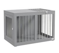 PawHut Cage pour Chien intérieur avec 2 Portes verrouillables, Bonne Ventilation, Niche pour Chiens, Table d’appoint, 80 x 50 x 56,5 cm, Gris