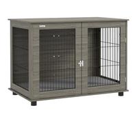 PawHut Cage pour Chien Intérieur, jusqu'à 30 kg, 100 x 60 x 73,5 cm, Gris | Table d'Appoint, Niche pour Chiens, Coussin Déhoussable, Porte Verrouillable, Assemblage Facile