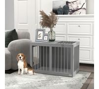 PawHut Cage pour chien intérieur niche pour chiens 2 portes verrouillables bonne ventilation 80 x 50 x 56,5 cm gris