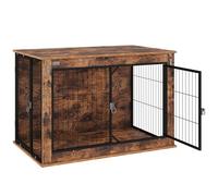 PawHut Cage pour chien, meuble pour la maison, pour grands chiens de moins de 30 kg, niche pour chien avec 2 portes verrouillables, acier, 98 x 60 x 65,5 cm, marron rustique