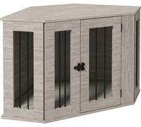 PawHut cage pour chien, niche angulaire pour chien avec coussin, maison pour chien avec verrou de porte, cage pour animaux domestiques pour chiens de taille moyenne, noix, 104 x 55 x 63 cm