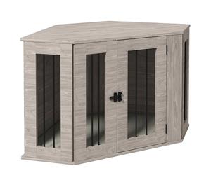 PawHut cage pour chien, niche angulaire pour chien avec coussin, maison pour chien avec verrou de porte, cage pour animaux domestiques pour chiens de taille moyenne, noix, 104 x 55 x 63 cm