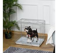 PawHut Cage pour chien pliable en fil métallique avec plateau amovible 1 porte avec serrure 61 x 43 x 50 cm blanc