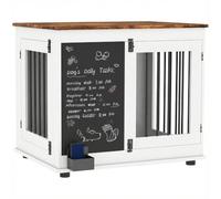 Pawhut Cage pour chien d'intérieur 2 portes Tableau noir Double fonction 80x60x70 cm Blanc