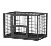 PawHut Cage pour Chien Robuste Niche Chien Intérieur Toit Ouvrant et Porte de Nourrissage Acier 94 x 60 x 64 cm Noir