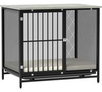 PawHut Cage pour chiens à domicile, Niche pour chiens verrouillable avec coussins, Box pour chiens avec palettes, Maison pour chiens de taille moyenne de moins de 20 kg, Gris