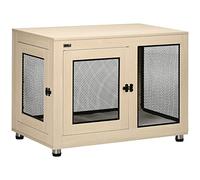PawHut Cage pour Chiens Interieur, Table d'appoint, Cage Chien de Taille Grand avec 2 Portes, Coussin Amovible, Plateau, résistants aux morsures, 94 x 60 x 71,5 cm, Aspect Bois