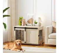 PawHut Cage pour Chiens Moyens et Grands Meuble d'Appoint Moderne avec 2 Portes et Fermeture 100x56x65 cm Chêne