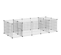 PawHut Cage pour cochons d'Inde, clôture pour Petits Animaux, 18 pièces avec Porte pour extérieur et intérieur 175 x 70 x 45 cm, Noir