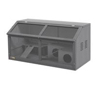 PawHut Cage pour hamster, cage pour petits animaux en bois, pont suspendu, échelles, maisonnette, 84 x 45 x 44 cm, pour hamsters nains, gris