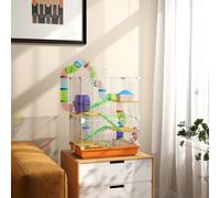 PawHut Cage pour hamster souris rongeur 4 étages avec tunnels mangeoire roue maison échelles dim. 46L x 30l x 58H cm cm vert Description:Cette superbe cage pour hamsters, souris ou autres petits ronge