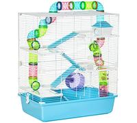 PawHut Cage pour Hamsters 5 Niveaux Cage pour Rongeur 59 x 36 x 69 cm Bleu