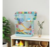 PawHut Cage pour Hamsters à 5 Étages avec Tubes Colorés, Roue, Maison et Accessoires, 47x30x59 cm, Bleu