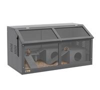 PawHut Cage pour Hamsters Cage pour Petits Animaux en Bois, pour Petits Animaux avec Pont Suspendu, échelles, Niche, 85 x 45 x 44 cm pour rongeurs avec Porte supérieure, pour Hamsters