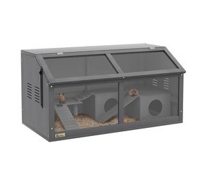 PawHut Cage pour Hamsters Cage pour Petits Animaux en Bois, pour Petits Animaux avec Pont Suspendu, échelles, Niche, 85 x 45 x 44 cm pour rongeurs avec Porte supérieure, pour Hamsters