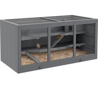 PawHut Cage pour hamsters nains Cage pour rongeurs Clapier en bois pour souris avec escaliers Cage pour petits animaux Villa pour rongeurs Trois étages Gris 115 x 57 x 55 cm