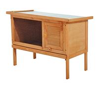 Pawhut Cage pour Lapin clapier sur Pied avec Toit ouvrant Porte verrouillable tiroir à déchets Coulissant Bois de Sapin traité dim. 90L x 45W x 65H cm Bois Naturel et Vert