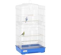 PawHut Cage pour Oiseaux, Cage métallique pour Oiseaux avec Portes, 4 mangeoires, 3 perchoirs, balançoire, Plateau Amovible et poignée de Transport, pour Perroquet, canari, Perruche, 46,5 x 35,5 x 92