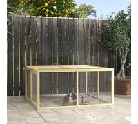 PawHut Cage pour petits animaux, cage à lapins, toit rabattable en bois de sapin, 120x120x57cm, Naturel