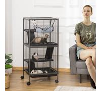 Cage pour Petits Animaux Portable avec 2 Portes Hamac Métal
