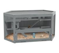 PawHut Cage pour rongeurs à 3 étages, Cage hexagonale pour Petits Animaux, Maison pour Petits Animaux en Bois, Cage pour Souris, Cage pour Hamsters avec Couvercle Rabattable, fenêtre, Rampe, 115 x 60