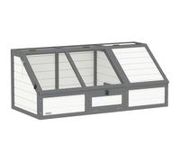PawHut Cage pour tortue en bois avec deux maisons principales, dessus à charnière, fermeture - Cage d'extérieur pour petits animaux - Lapin - 120 x 55 x 50 cm - Blanc