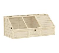 PawHut Cage pour tortue en bois avec deux maisons principales, dessus rabattable, fermeture - Cage d'extérieur pour petits animaux - Lapin - 120 x 55 x 50 cm - Naturel