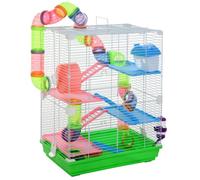 PawHut Cage pour Hamster Rongeur 4 étages avec Tunnels mangeoire Roue Maison échelles dim. 46L x 30l x 58H cm Vert