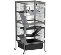 PawHut Cage roulante 45 Pouces 4 Niveaux Lapins furets Gris