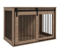 PawHut Caisse Chien Meuble pour Grand Chien 39" x 23" x 24" Noyer Brun | Cage chiot table d'angle, cage pour chiot, meuble pour animal de compagnie, usage intérieur.