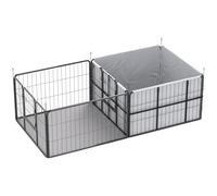 PawHut Caisse de mise bas pour chiots, parc pour chiots 7 panneaux, 2 zones, tapis lavable, 203x102x60cm Noir