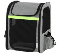 PawHut Caisson de transport extensible pour chien avec 5 poches et bande réfléchissante pour chiens jusqu'à 10 kg 33,5x28x42cm Gris clair