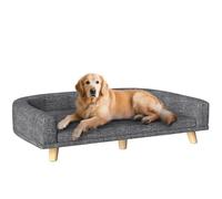 PawHut Canapé Chien, Lit pour Chien avec Coussin Déhoussable et Housse Lavable, Design Scandinave en Tissu Polyester avec Pieds en Bois, 98 x 67 x 25 cm, Gris Foncé