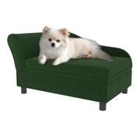 PawHut Canapé Chien Chat sur Pied avec Coffre de Rangement Style Moderne Coussin d'assise Amovible Grand Confort 76 x 45 x 43 cm Vert