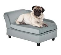 PawHut Canapé Chien Chat sur Pied Style Moderne 76 x 45 x 43 cm Gris Clair | avec Coffre de Rangement, Coussin d'Assise Amovible, Grand Confort