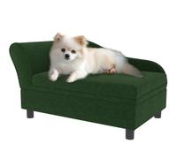 PawHut Canapé Chien Chat sur Pied Style Moderne 76 x 45 x 43 cm Vert | avec Coffre de Rangement, Coussin d'Assise Amovible, Grand Confort