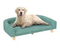 PawHut Canapé Chien, lit pour Chien avec Coussin déhoussable et Housse Lavable, Design scandinave en Tissu Polyester avec Pieds en Bois, 98 x 67 x 25 cm, Vert Clair