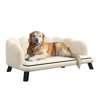 Canapé chien lit pour chien chat design contemporain coquillage dim. 98L x 60l x 35H cm coussin moelleux velours crème Crème G