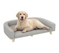 PawHut Canapé Chien lit pour Chien Design scandinave Coussin déhoussable dim. 98L x 67l x 25H cm Pieds Bois Tissu Polyester Gris