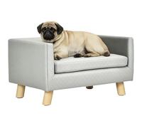 Canapé chien lit pour chien design scandinave coussin moelleux pieds bois massif dim. 64 x 45 x 36 cm velours gris Gris G