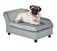 PawHut Canapé Chien Chat sur Pied avec Coffre de Rangement Style Moderne Coussin d'assise Amovible Grand Confort 76 x 45 x 43 cm Gris Clair