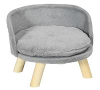 PawHut Canapé-lit pour chien Design scandinave Coussin amovible Pieds en bois Ø 40,5 x 33H cm Gris