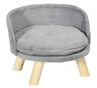 PawHut Canapé lit Panier pour Chien Design scandinave Coussin Moelleux Amovible Pieds en Bois Ø 40,5 x 33H cm Gris
