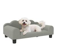 PawHut Canapé lit pour chien, canapé surélevé pour chat avec dossier et accoudoir, salon respirant pour petits chiens d'intérieur, gris